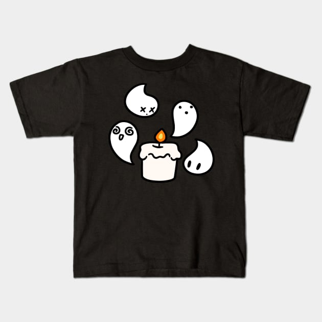 White Candle Ghost Kids T-Shirt by saradaboru